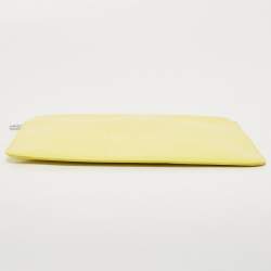 Pre Owned Kenzo Yellow Vinyl Tiger Motif Slim Clutch