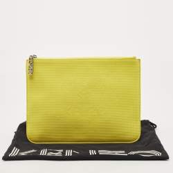 Pre Owned Kenzo Yellow Vinyl Tiger Motif Slim Clutch