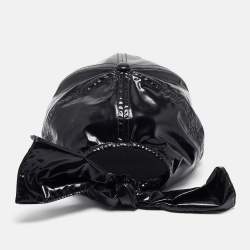 Pre Owned Kenzo Black/Brown Faux Leather Applique Detail Baseball Cap 