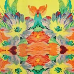 Pre Owned Kenzo Yellow Floral Print Silk Scarf