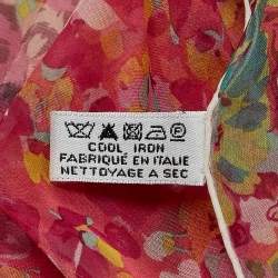 Kenzo Pink Floral Print Silk Square Scarf 