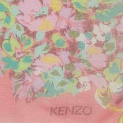 Kenzo Pink Floral Print Silk Square Scarf 