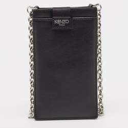 مملوكة مسبقًا Kenzo Black Leather Eye Crossbody Phone Case