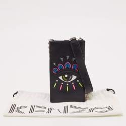 مملوكة مسبقًا Kenzo Black Leather Eye Crossbody Phone Case