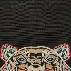 Pre Owned Kenzo Black Fabric Logo Tiger Embroidered Ipad Case