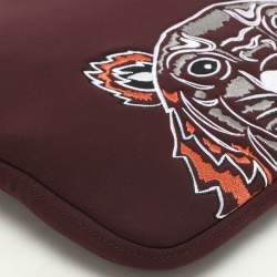 Kenzo Burgundy Neoprene Tiger Embroidered Laptop Case 