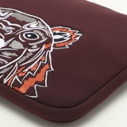 Kenzo Burgundy Neoprene Tiger Embroidered Laptop Case 