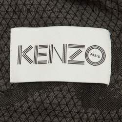 Pre Owned Kenzo Multicolor Logo Print Wool Blend Scarf