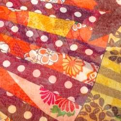 Pre Owned Kenzo Multicolor Floral Printed Silk Scarf