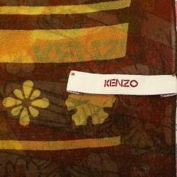 Pre Owned Kenzo Multicolor Floral Printed Silk Scarf