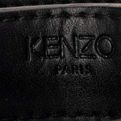 Pre Owned Kenzo Grey Tiger Embossed Patent Leather Phone Carrier Bag