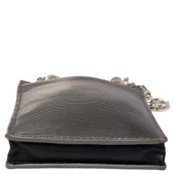 Pre Owned Kenzo Grey Tiger Embossed Patent Leather Phone Carrier Bag