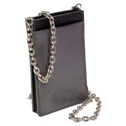 Pre Owned Kenzo Grey Tiger Embossed Patent Leather Phone Carrier Bag