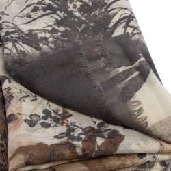 Pre Owned Kenzo Beige Floral Printed Cotton Scarf