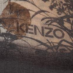 Pre Owned Kenzo Beige Floral Printed Cotton Scarf