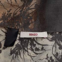 Pre Owned Kenzo Beige Floral Printed Cotton Scarf
