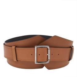 Pre Owned Kenzo Tan Leather Waist Belt 75CM