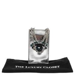 Kenzo Silver Patent Leather Phone Case Crossbody Bag