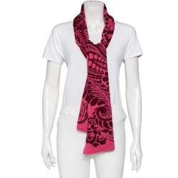 Pre Owned  وشاح كينزو صوف جاكار وردي بنقشة الزهور