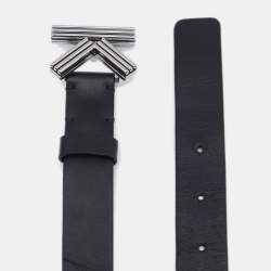 Pre Owned Kenzo Black Leather K Logo Belt 85CM