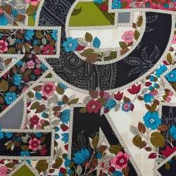 مملوكة مسبقًا وشاح مربع كينزو حرير نقشة زهور شعار ماركة متعدد الألوان 