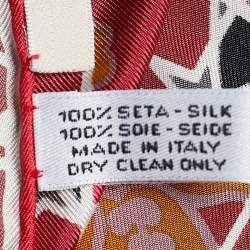 Pre Owned Kenzo Red Floral Print Silk Square Scarf