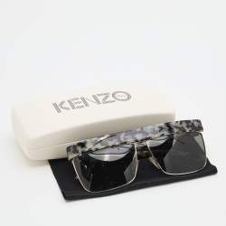 Pre Owned Kenzo Grey Tortoiseshell/Grey KZ3182 Rectangle Sunglasses
