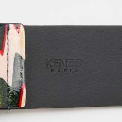 Kenzo Multicolor Print Patenr Leather Triangle Buckle Belt S