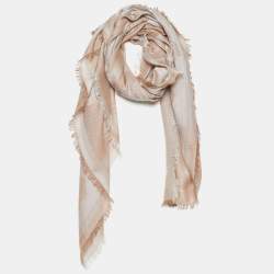 Kenzo Beige Tiger Motif Jacquard  Scarf