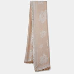 Kenzo Beige Tiger Motif Jacquard  Scarf