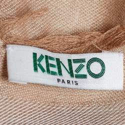 Kenzo Beige Tiger Motif Jacquard  Scarf