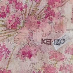 Pre Owned Kenzo Cream Floral Printed Silk Scarf