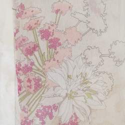 Pre Owned Kenzo Cream Floral Printed Silk Scarf