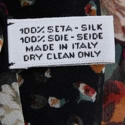 Kenzo Black Floral Printed Silk Scarf