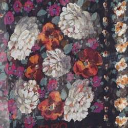 Kenzo Black Floral Printed Silk Scarf