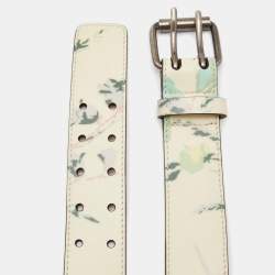 Kenzo Multicolor Floral Printed Leather Buckle Belt L