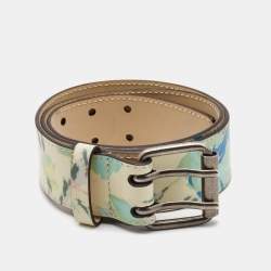 Kenzo Multicolor Floral Printed Leather Buckle Belt L