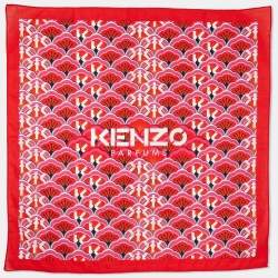 Kenzo Red All-Over Print Cotton Square Neckerchief
