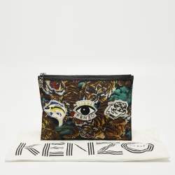 Kenzo Multicolor Printed Nylon Flying Tiger Zip Pouch