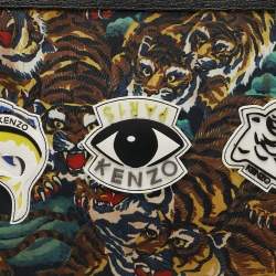 Kenzo Multicolor Printed Nylon Flying Tiger Zip Pouch