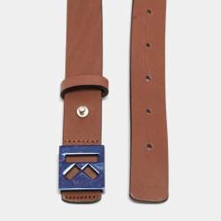Kenzo Brown Leather Logo Buckle Belt L