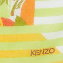 Kenzo Multicolor Fruits Print Cotton Square Scarf