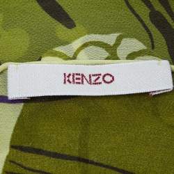 Pre Owned Kenzo Brown/Green Floral Print Silk Stole