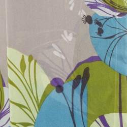 Pre Owned Kenzo Brown/Green Floral Print Silk Stole