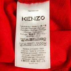Pre Owned Kenzo Red Logo Print Cotton T-Shirt S