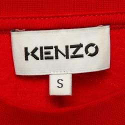 Pre Owned Kenzo Red Logo Print Cotton T-Shirt S