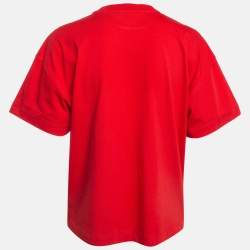 Pre Owned Kenzo Red Logo Print Cotton T-Shirt S