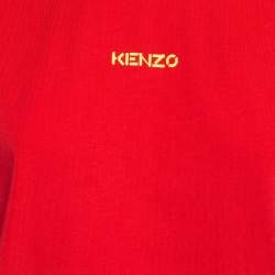 Pre Owned Kenzo Red Logo Print Cotton T-Shirt S