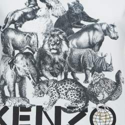 Pre Owned Kenzo White Animal Printed Cotton Knit T-Shirt S