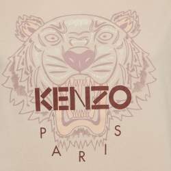 Pre Owned Kenzo Light Orange Tiger Print Cotton Half Sleeve T-Shirt L